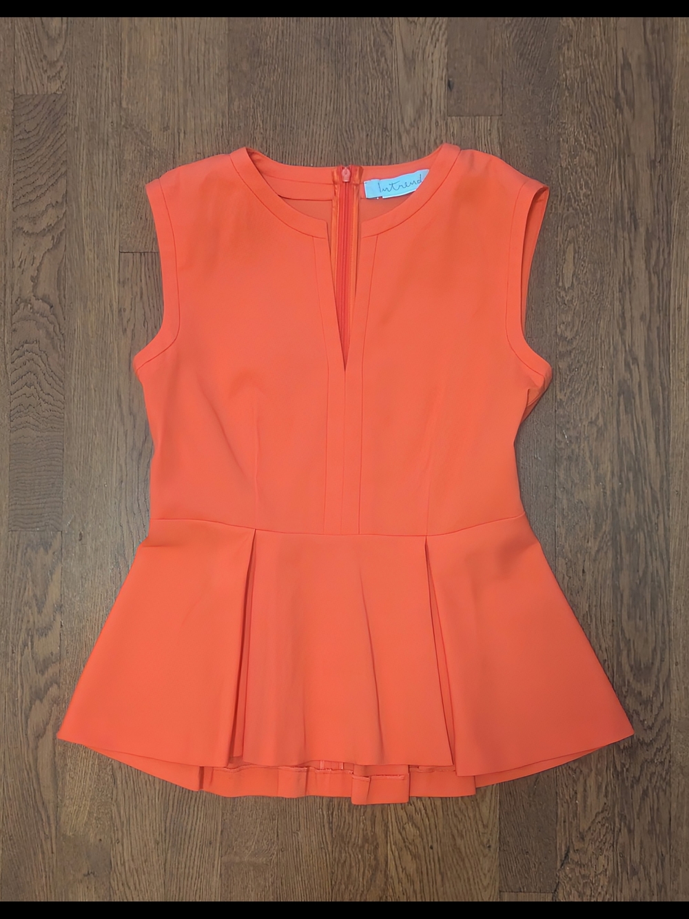 Intrend (Max Mara) top with peplum ruffles, XS/S, Tangerine Orange, worn once!